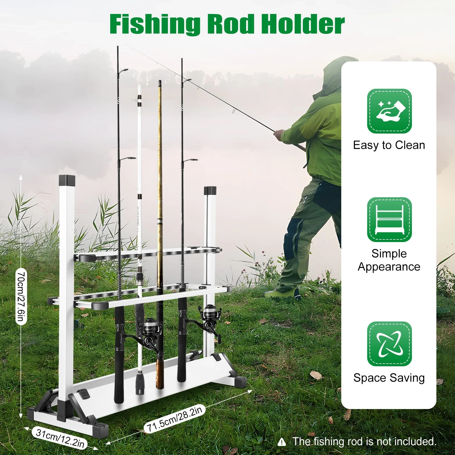 Supporto per canne da pesca in lega di alluminio, supporto da pesca con doppio slot, supporto per canna da pesca per 24 canne da pesca, porta canna da pesca per barche e negozi di pesca