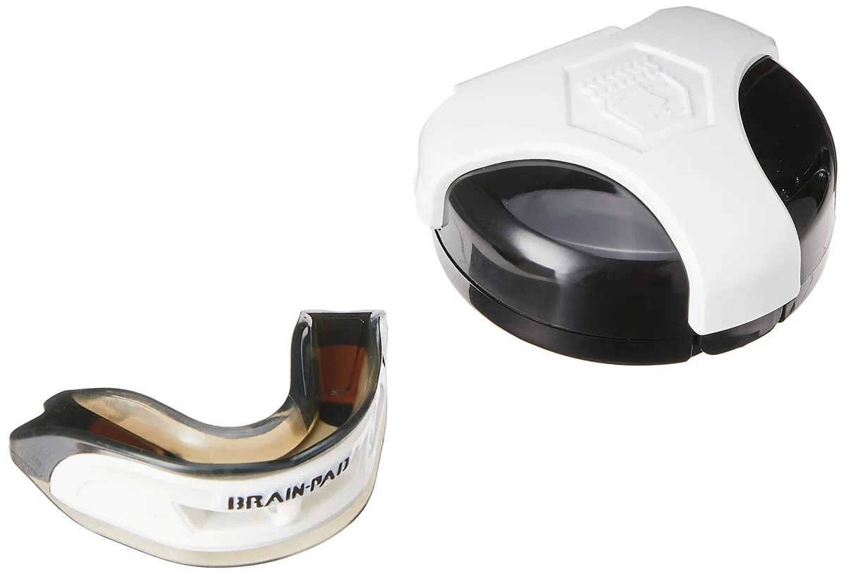 Brain-Pad - 3XS Paradenti a Doppio Arco/Protezione per l'articolazione della mascella per Adulti Bianco-Nero - Bianco/Nero, Taglia Unica