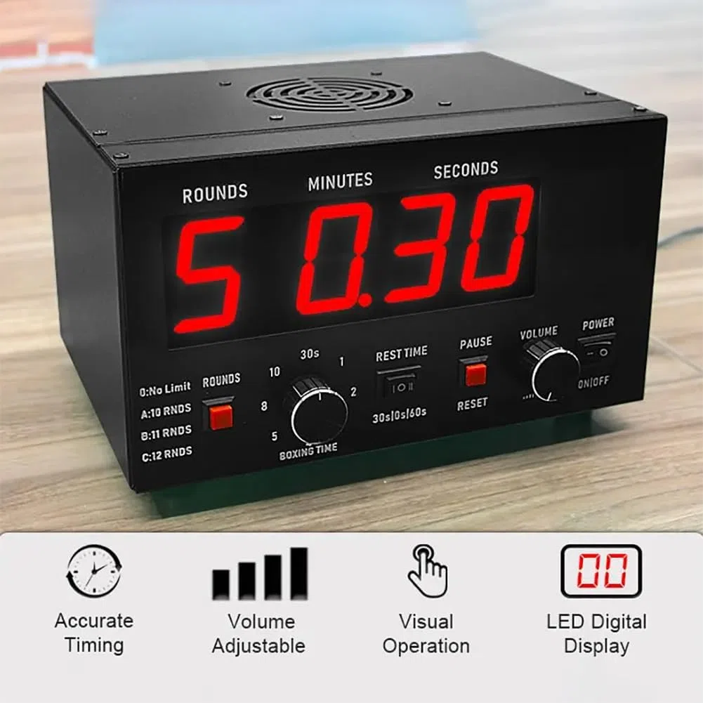 Timer a intervalli di boxe con display a LED, tempo regolabile, funzioni audio, timer tabellone segnapunti per Muay Thai, MMA e kickboxing