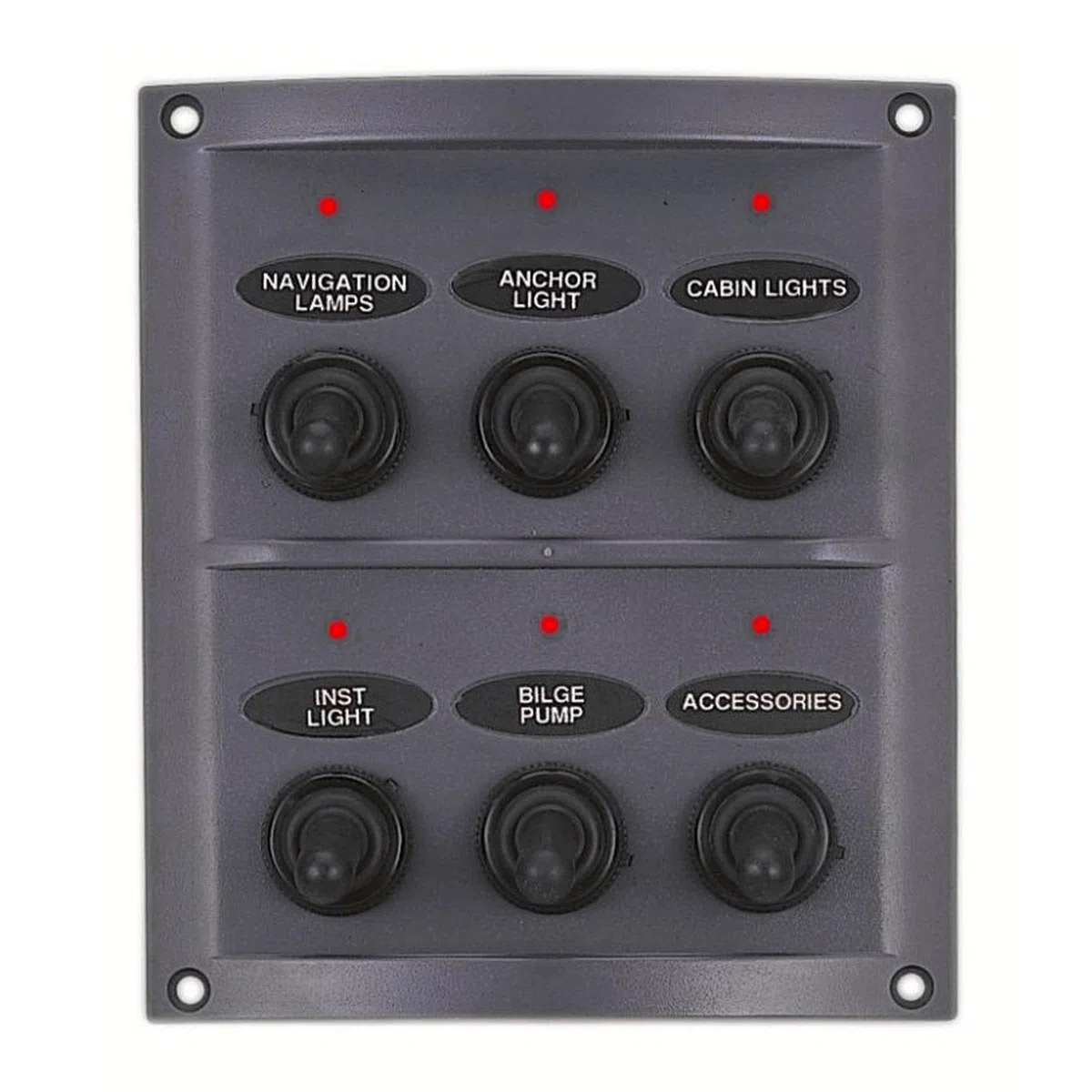 Pannello Elettrico 6 Interruttori Barca Nautica Nero Rocker Pulsante On-off-on