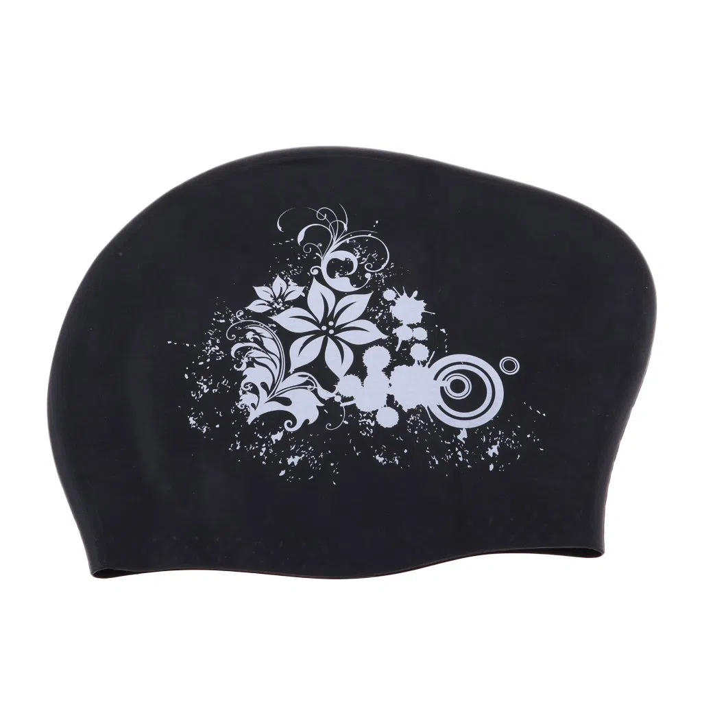 Cuffia da nuoto elastica in silicone per donne e ragazze, colore bianco