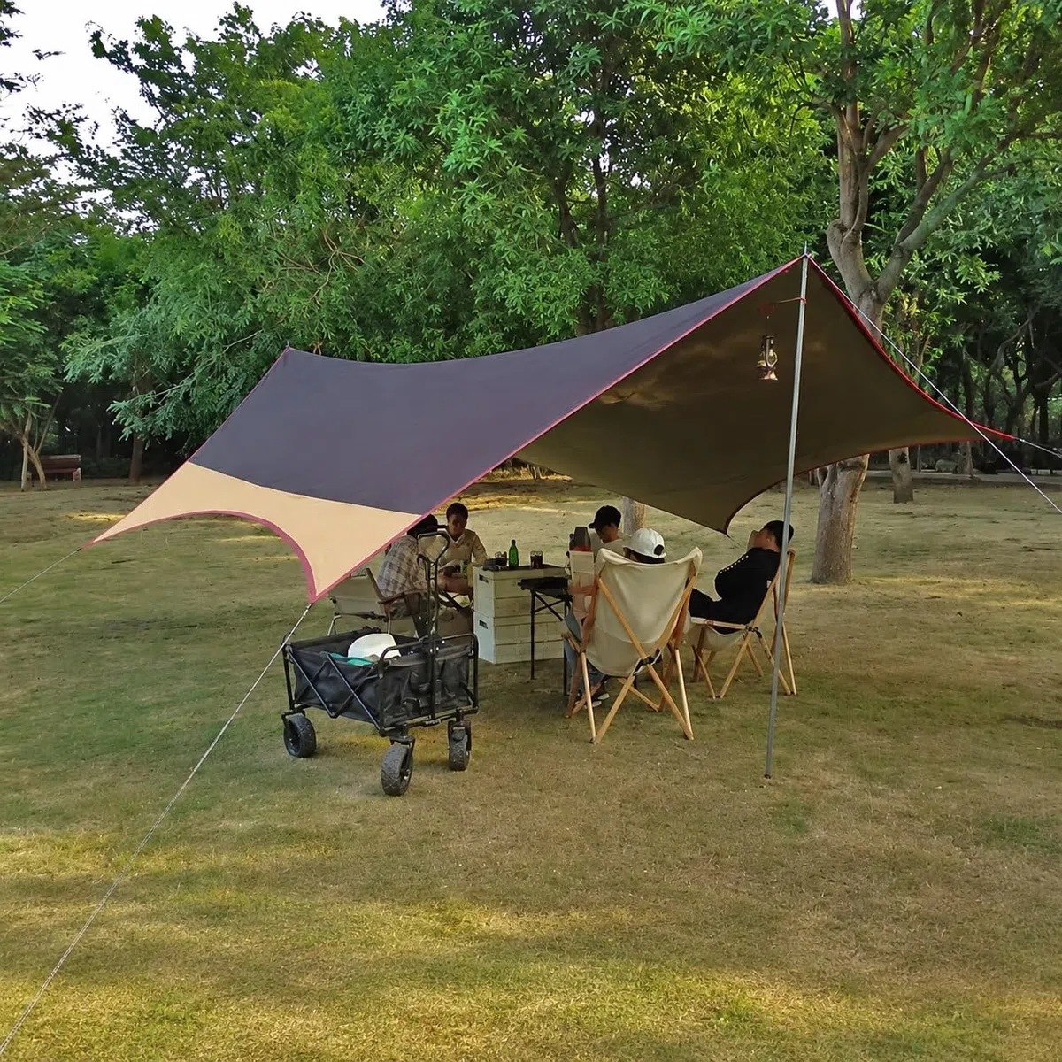 Antipioggia Tenda Riparo Esterno ne Tarp Copertura Impermeabile Parasole in Oxford con Ganci Occhielli E Picchetti Adatto a Campeggio Viaggio Zaino in Spalla Spiaggia