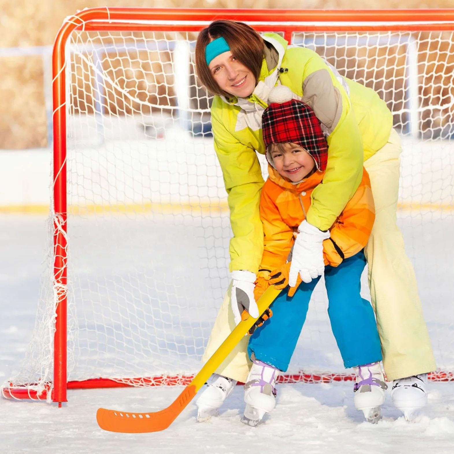 Set di bastoncini da hockey per bambini, in ABS, 70,5 x 17 x 2 cm, Ice and Field Hockey Sticks with Ball 350 g, giocattolo ergonomico leggero sportivo per interni ed esterni, per la ricreazione delle