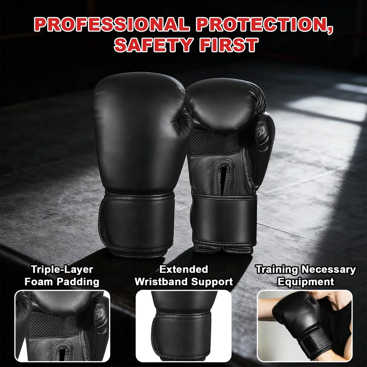 Qoosea Sacco da Boxe per Adulti, 1.2m Appendere Sacchi da Boxe da Muro con Guanti e Catena, Stabile Pungiball Sacco Box Set per Pratica di Taekwondo Karate MMA Fitness (Non Riempiti)