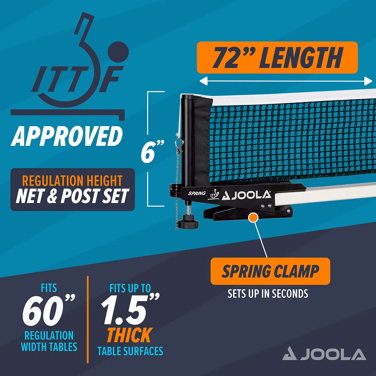 JOOLA Spring Net And Post Set, Rete da Ping Pong Unisex, Multicolore