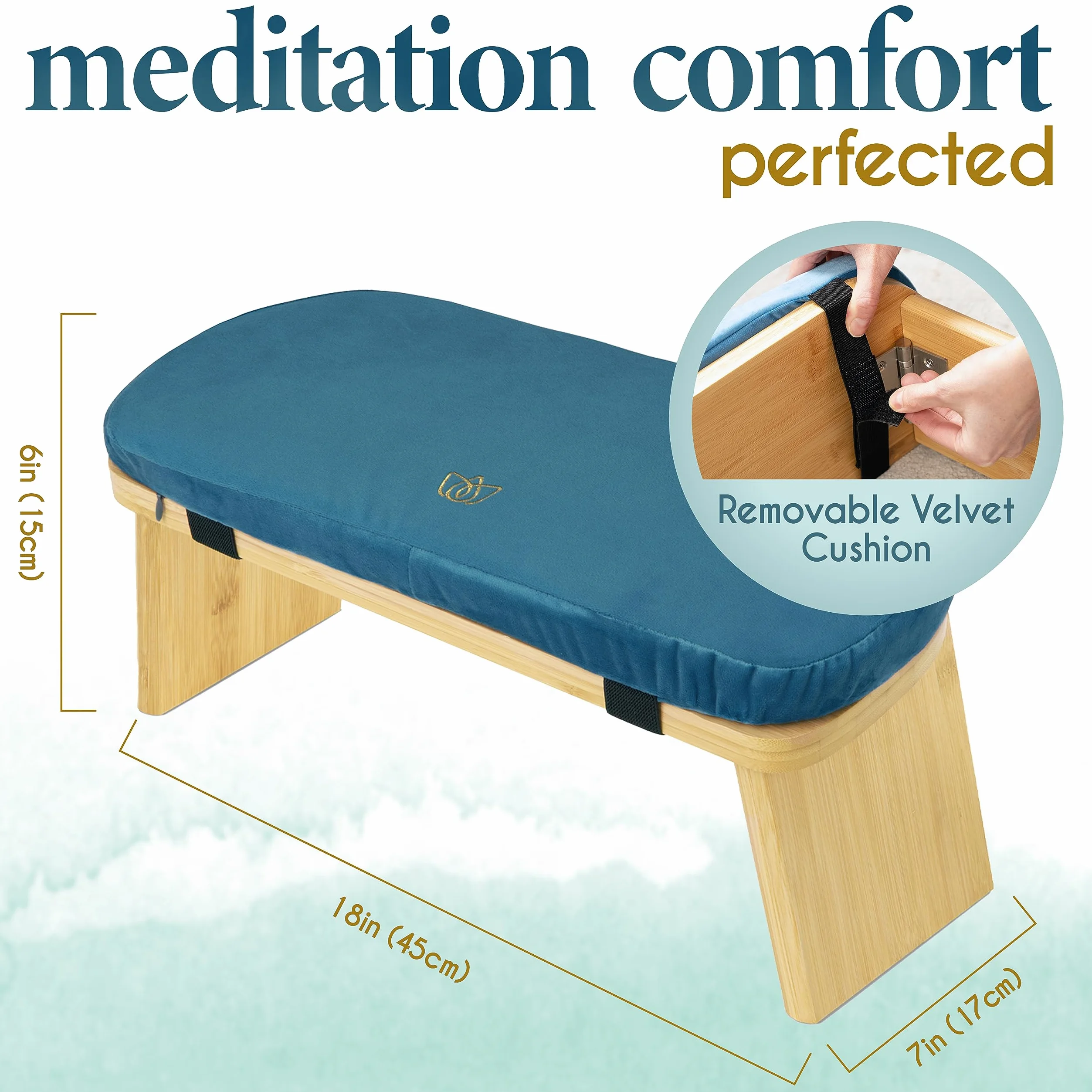 Florensi Panca da meditazione, in legno di bambù, sgabello pieghevole da meditazione con cuscino e borsa da viaggio, sedia da preghiera per yoga o seduti
