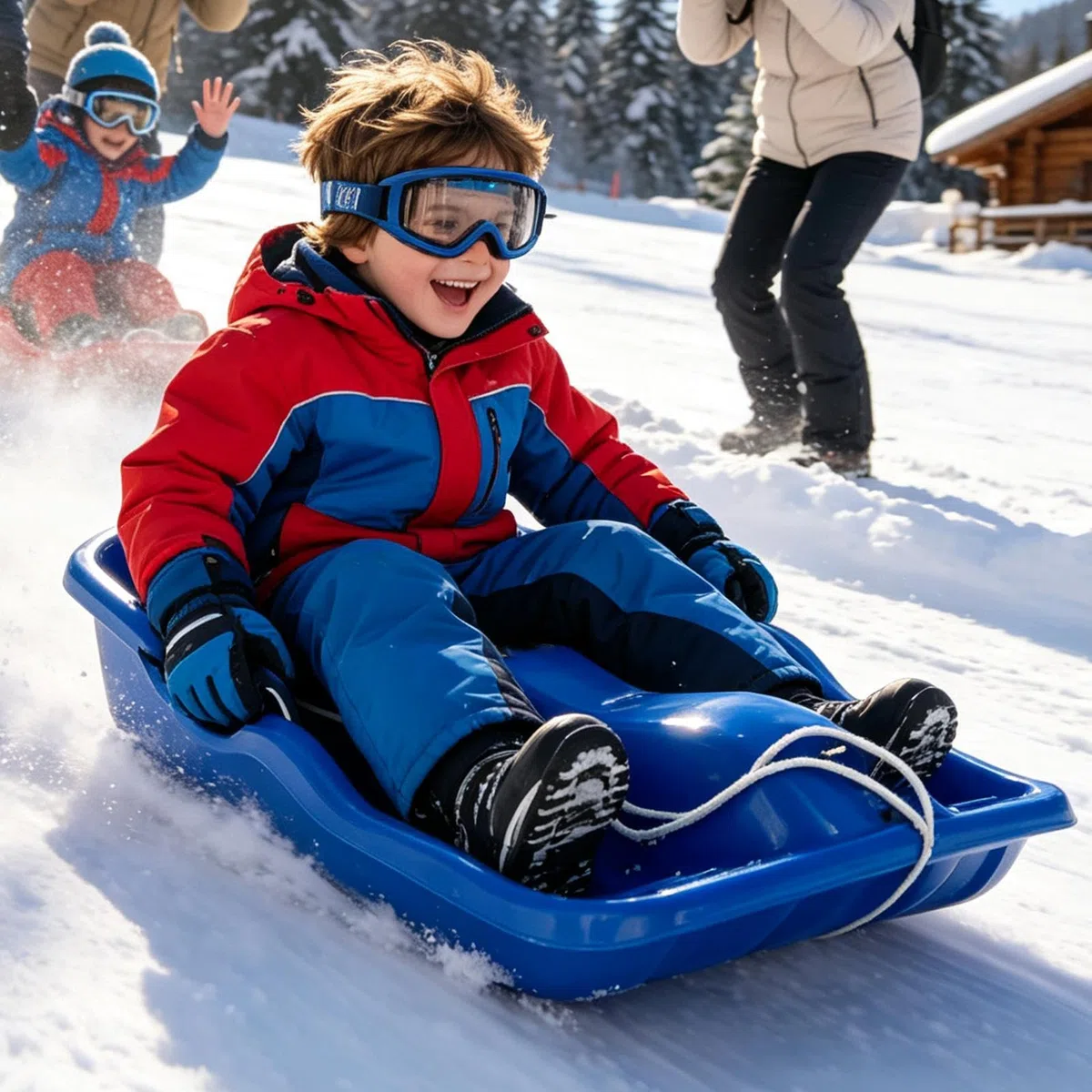 Slittino da neve per adulti, con corda di trazione | Tavola scorrevole per uomini e ragazze, per attività all'aperto, fiumi, laghi, sci, gioco di sabbia, Natale