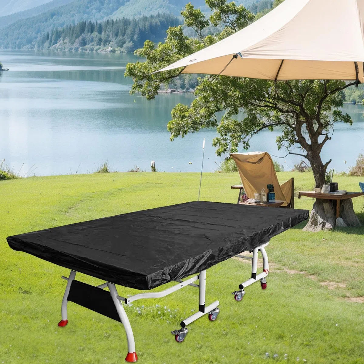 Copertura per tavolo da pong, in tessuto Oxford impermeabile, copertura | per tavoli da pong, per pioggia, sporco, 280 x 150 x 5 cm/350 g