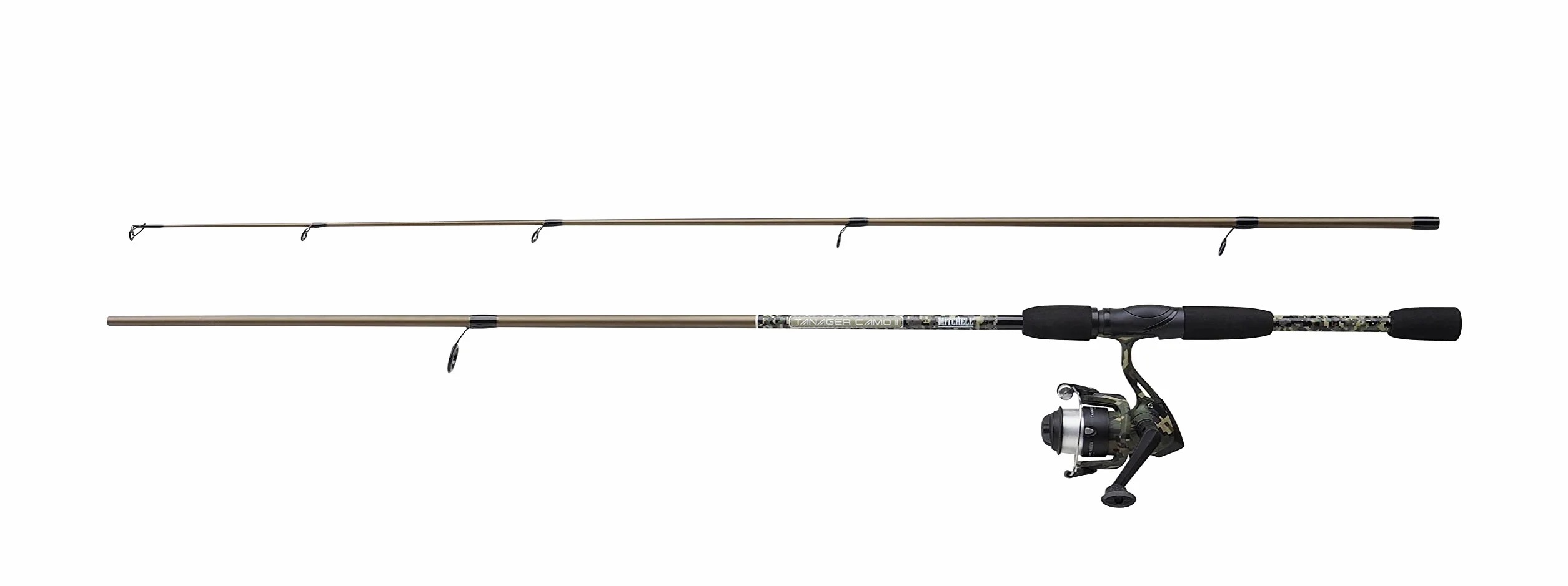 Mitchell Tanager Camo II Spin Combo | Canna da spinning leggera e mulinello per la pesca d'acqua dolce e dei predatori | Pescatori principianti | Combo 2 pezzi, Unisex | Opzioni multiple