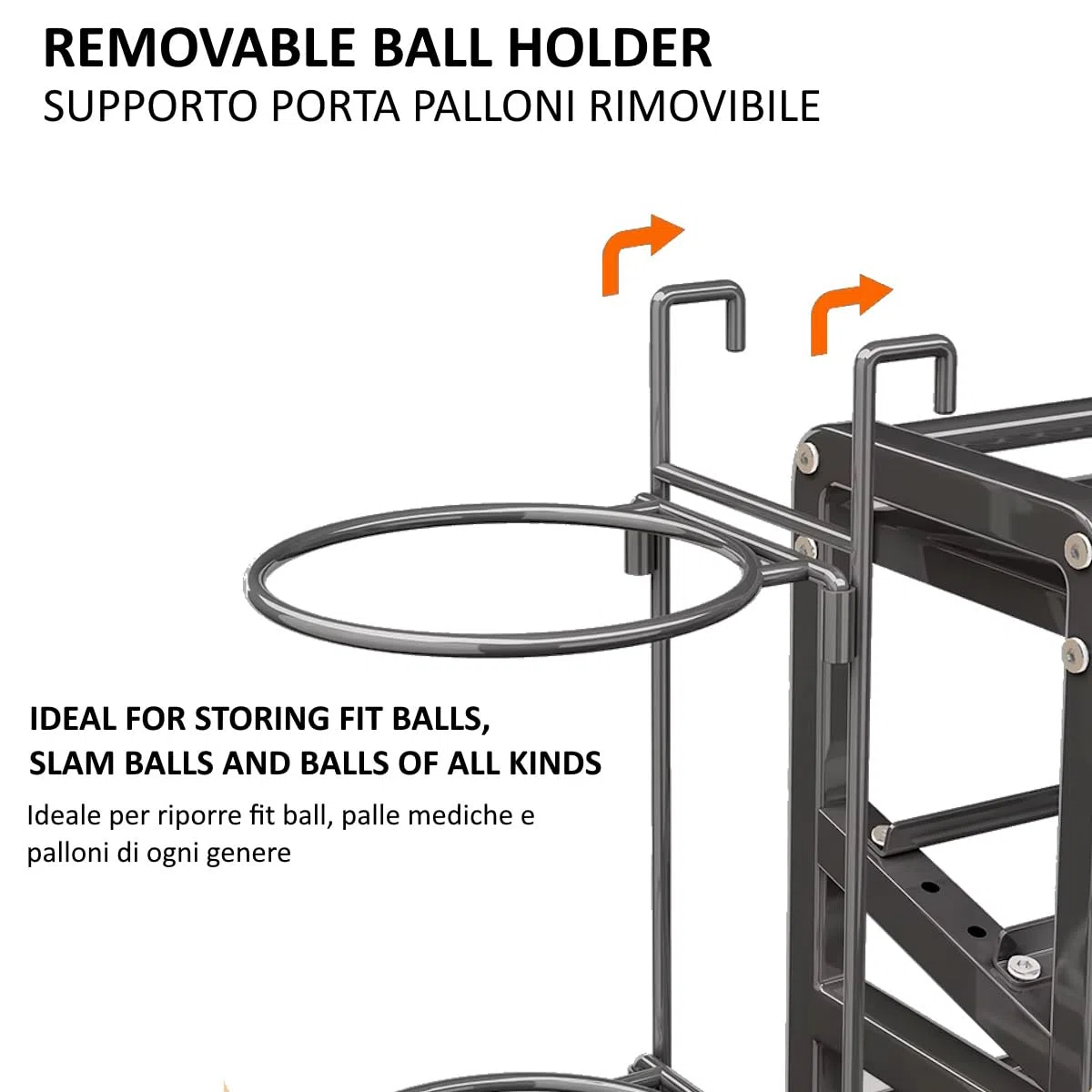 FFitness Rastrelliera per Manubri con Ruote Per Attrezzatura da Allenamento Supporto Pesi Attrezzi Yoga Tappetini Kettlebell Rack Palestra Domestica Gym