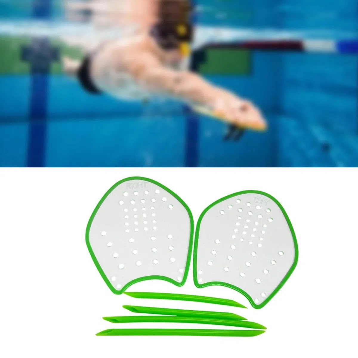 2 Pezzi Palette Nuoto Pagaie per Allenamento Nuoto Attrezzatura per Migliorare La velocità Materiale PC Silicone Adatte per Donna Uomo Piscina