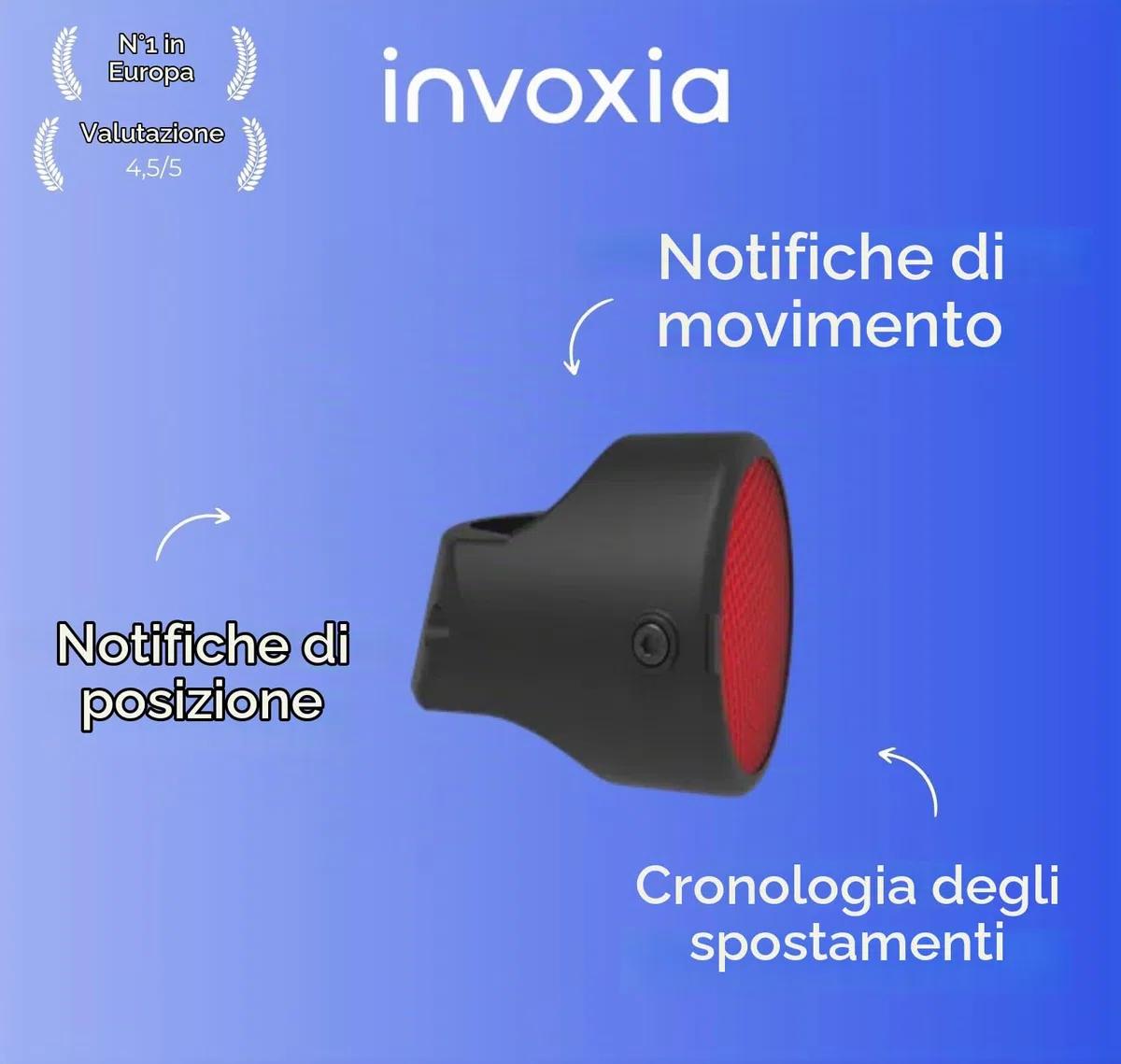 Invoxia Bike Tracker - Localizzatore GPS antifurto per bici - Riflettore con avvisi in tempo reale - Abbonamento di 3 anni incluso - Durata della batteria fino a 3 mesi - Discreto e leggero