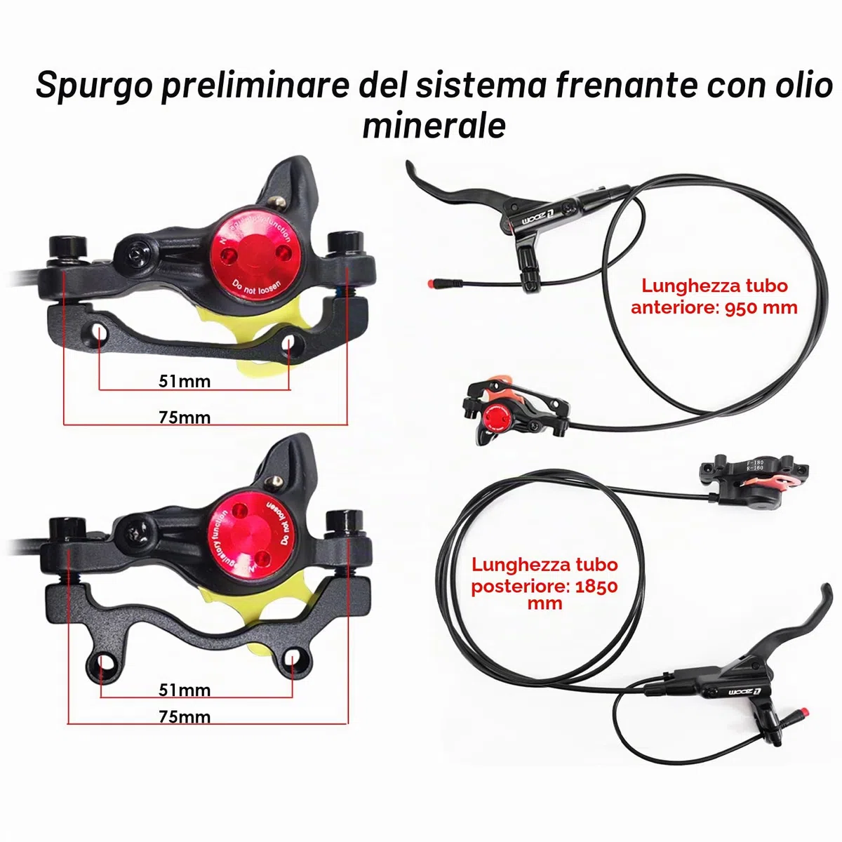 JFOYH Zoom Kit Freni Idraulici per eBike – Sensore Cut-off 2/3 Pin Impermeabile, Leve e Pinze Pre-Riempite, Rotori da 160 mm, Installazione Facile per Bici Elettriche