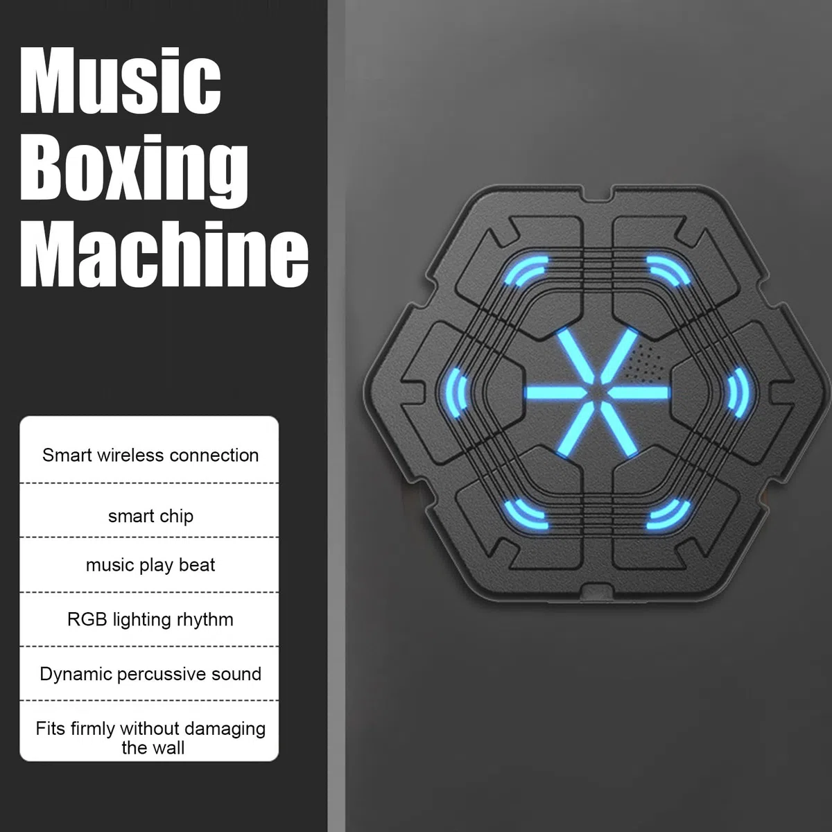 Musica Boxing Machine – Target Pads | Punzonatrice musicale – Training Punching Pads 2000 mAh Ricaricabile Montaggio a Parete per Adulti Focus Training Home Workout Famiglia Fitness Divertimento