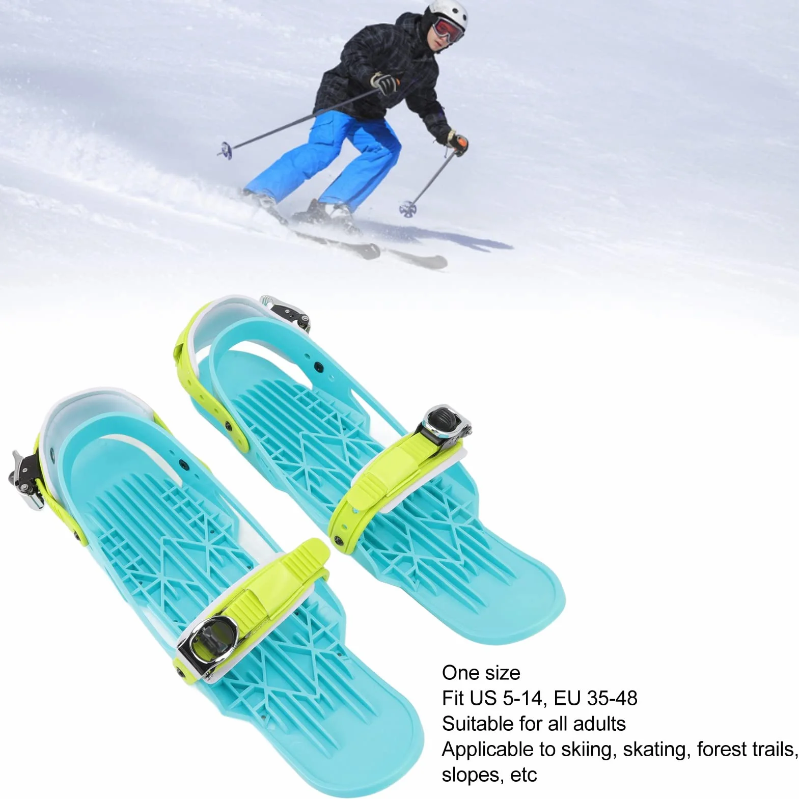 Mini skate skate skate da sci per adulti, scarpe da sci regolabili per sci all'aperto, taglia unica