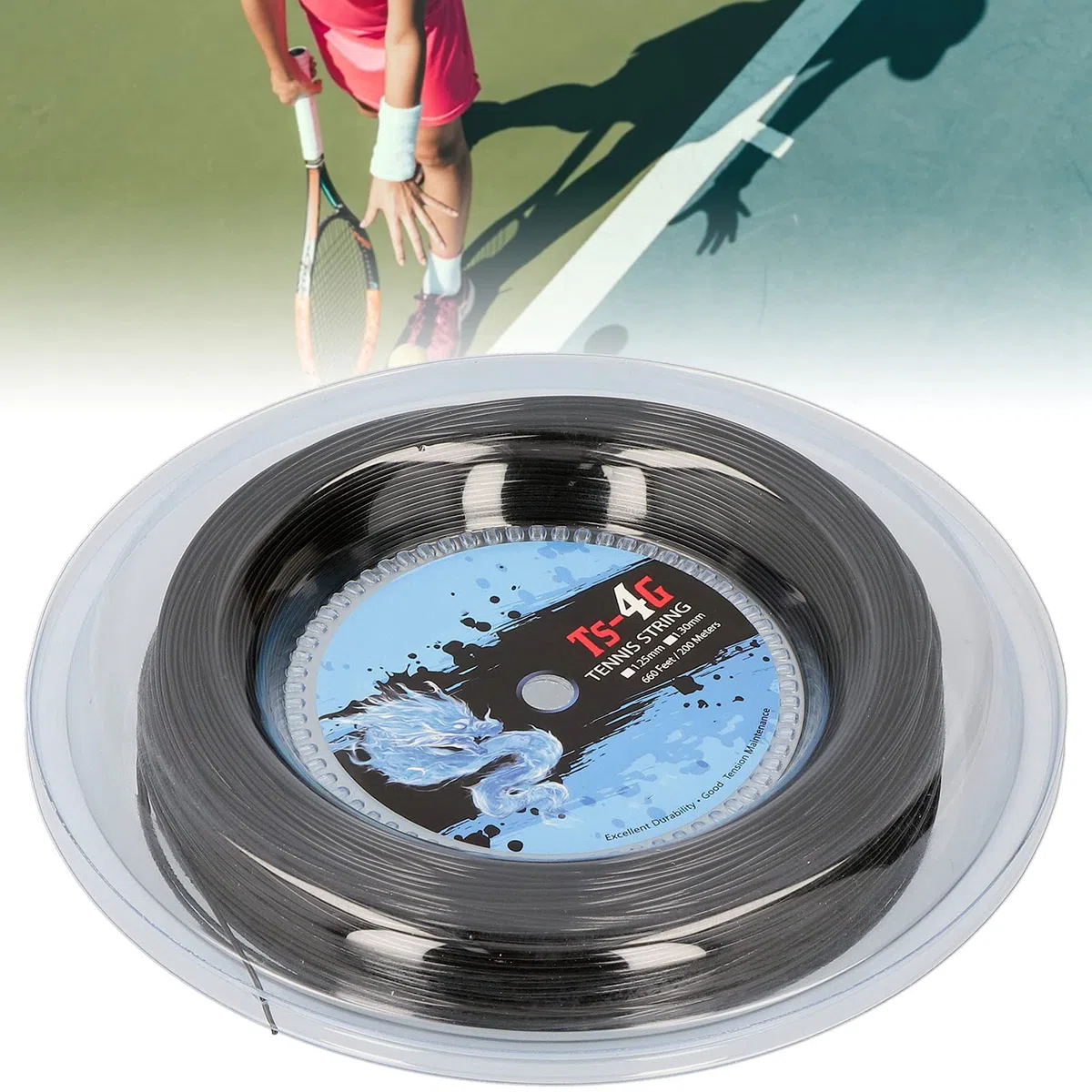 Corda per Racchetta da Tennis, Bobina da Tennis da 200 Metri Set Corda per Racchetta multifilamento Corda per Racchetta per Giocatori offensivi