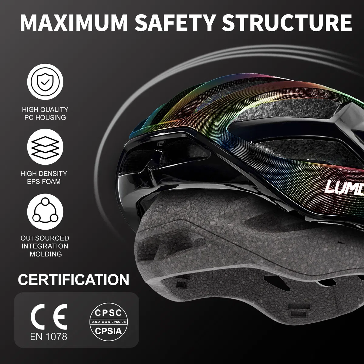 LUMDEER Ionic+ - Casco da bici per adulti con luce magnetica, fodera anti-umidità, certificato di sicurezza per ciclismo e bicicletta, con fibbia magnetica