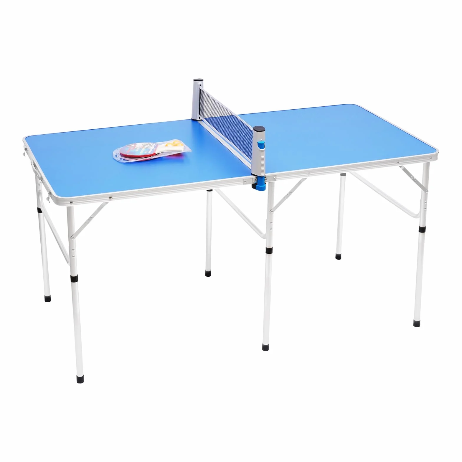 Tavolo da ping pong pieghevole, vassoio da tennis da tavolo interno in lega di alluminio, con rete, 2 racchette e 3 palline incluse, per adulti, bambini, famiglia, tempo libero, sport, 152 x 76 cm