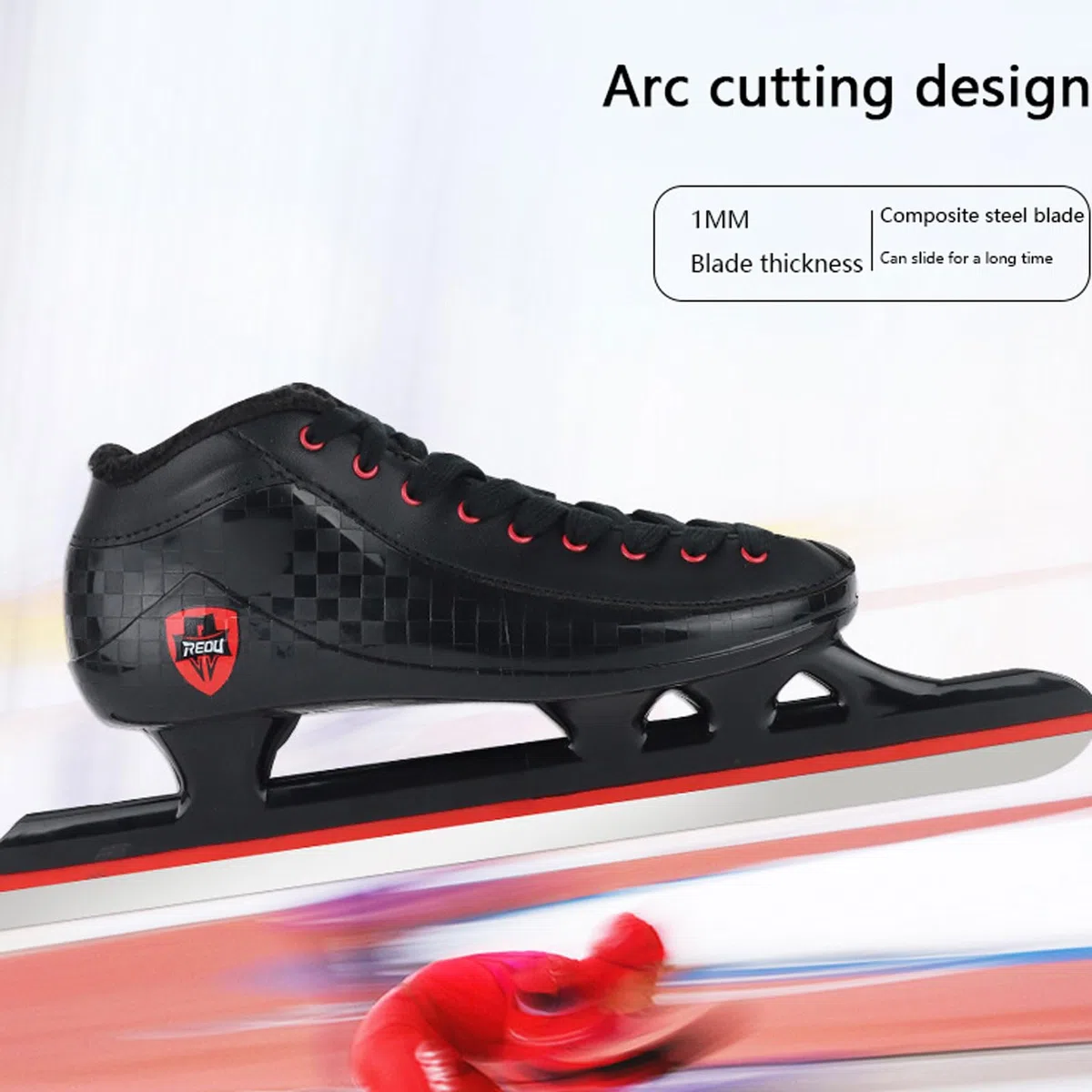 Pattini Ghiaccio Uomo,Scarpe da Pattinaggio di velocità,Calore e Comfort,Design Basso,per Una Presa SicuraAllacciate,Unisex - Che per Adulti，Ragazzi
