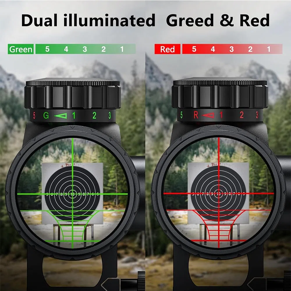 Paike 4-16x40 AOE Rifle Scope Mirino Illuminato Rosso e Verde con Supporto