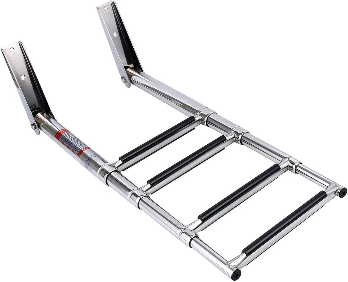 TREPPE - Scala Pieghevole in Acciaio Inox per Barca, Scala Telescopica per Barca e Yacht 4 Gradini