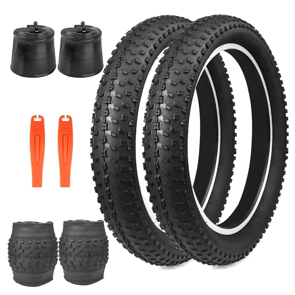 Fat Bike Tires 20 pollici pneumatici per bicicletta elettrica 20 x 3,0 e 2 pezzi di tubo da 20 pollici 20 x 3,0 AV35 mm Heavy Duty E-Bike Mountain Snow Bike