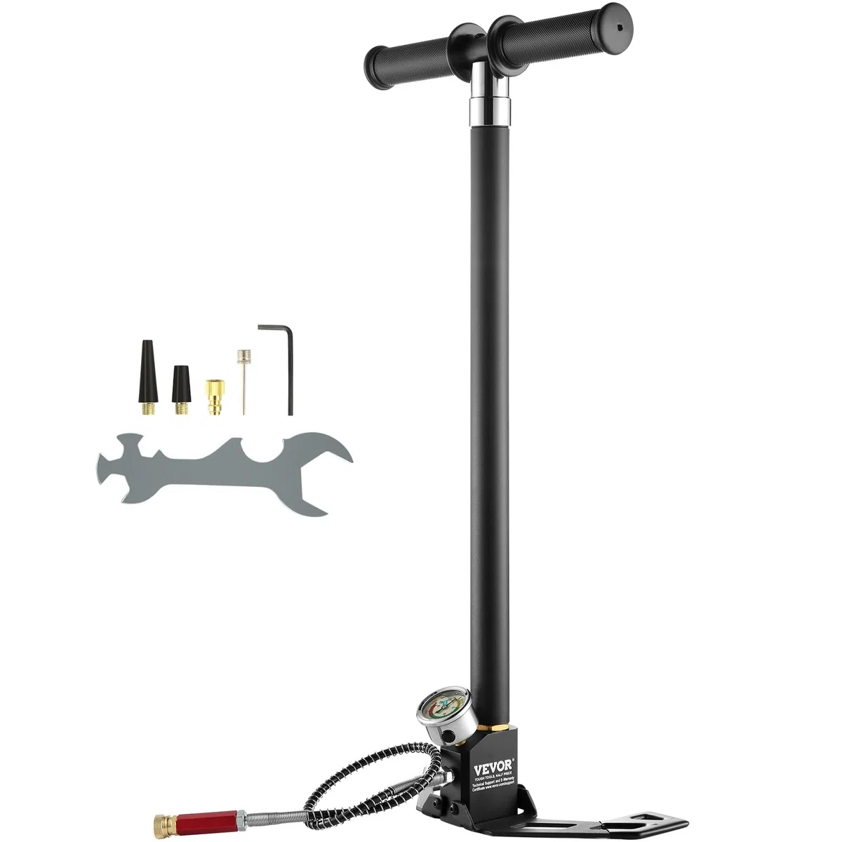 VEVOR Pompa Manuale PCP 4 Stadi Pompa per Fucile ad Aria Compressa 4500PSI Alta Pressione 30MPa Manometro Filtro Olio-Umidità, Acciaio Inox per Pistole ad Aria Compressa, Bombola Subacquea, Paintball