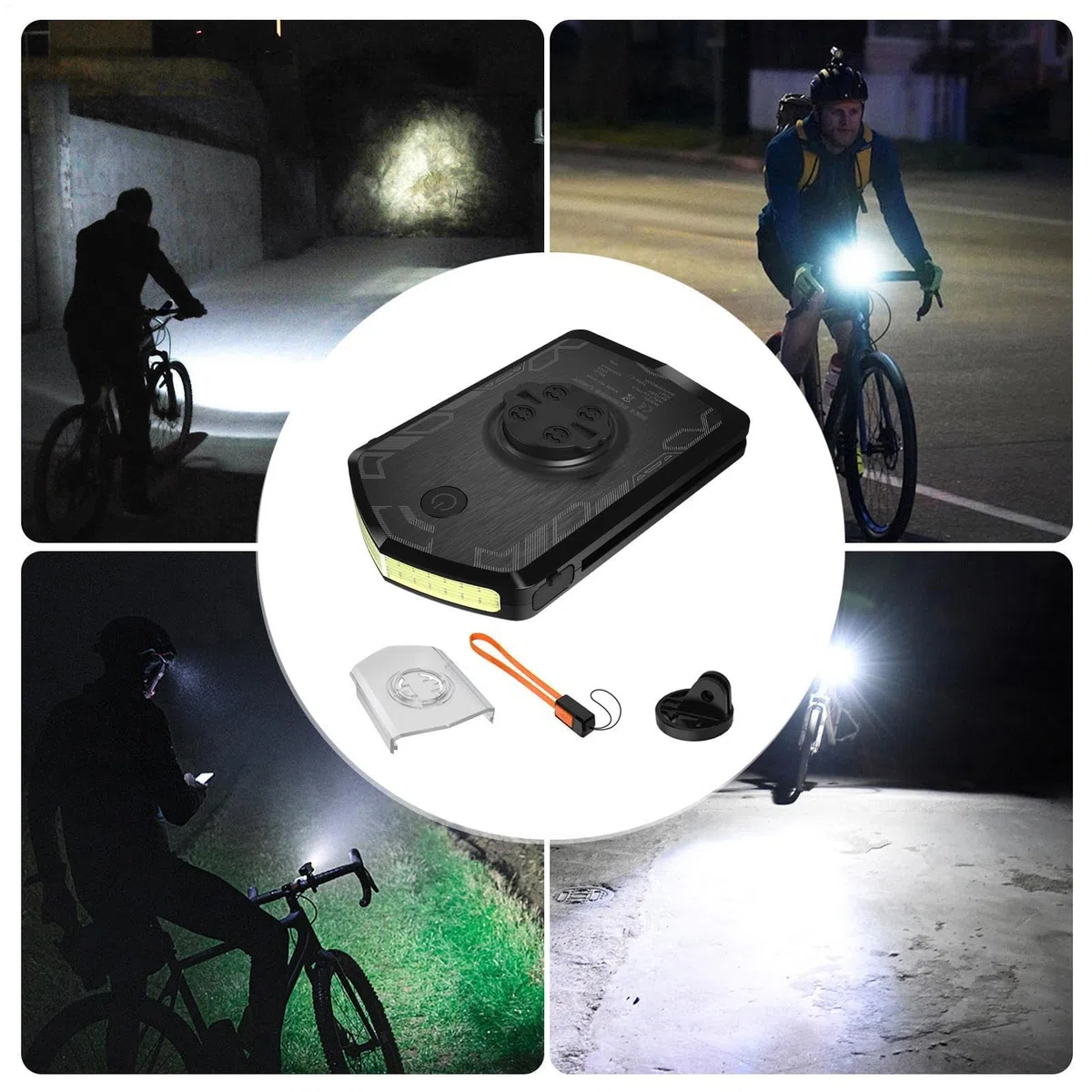 Luce notturna per bicicletta, alta luminosità, 6,1 x 9,5 x 1,9 cm | luce per bici da strada, e riflettori, ricarica USB, per equitazione all'aperto, mountain bike