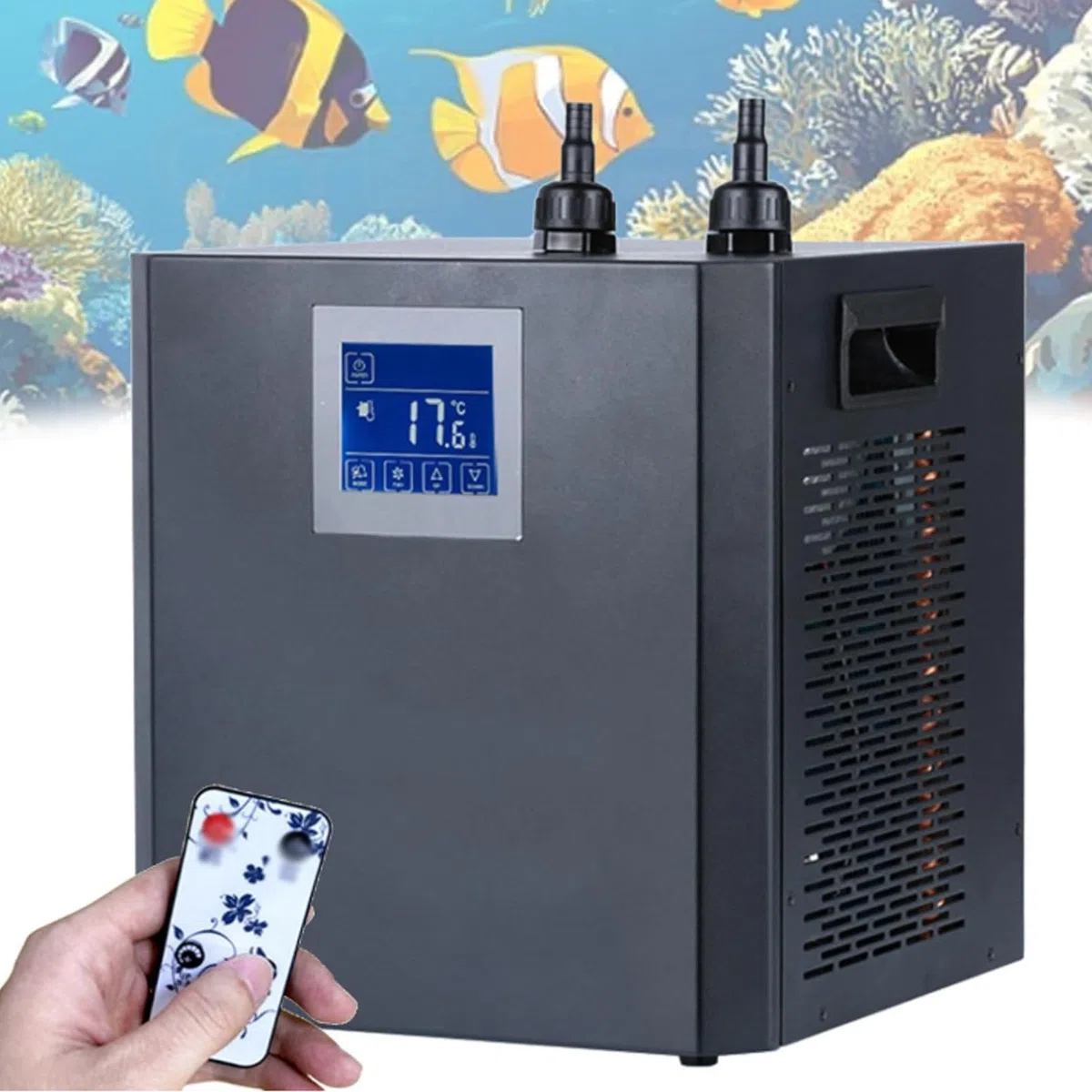 Refrigeratore per acquario, 1/3 HP, refrigeratore d'acqua per pesci, coralli e gamberetti, compressore refrigerante con telecomando e pompa, ideale per acquari di gamberetti e uso domestico