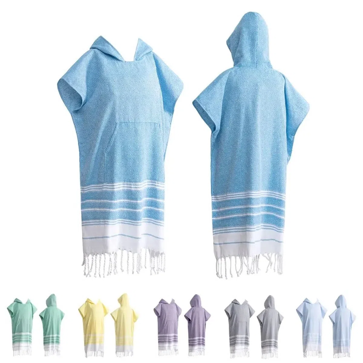 Antisabbia e ad asciugatura rapida, poncho da surf in cotone, accappatoio con cappuccio Poncho da Spiaggia(Purple,75x100cm)