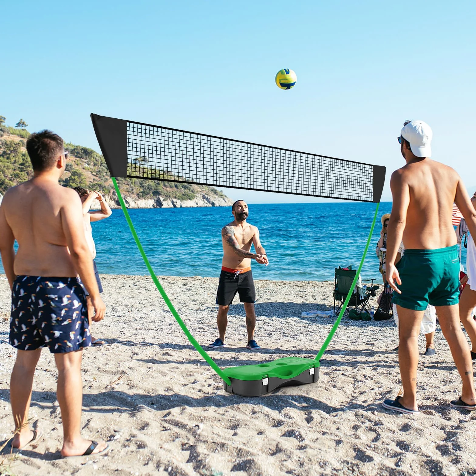 LIFEZEAL Badminton, Set Completo di Badminton Portatile, con Supporto per Rete, Rete, 2 Racchette, 2 Palline, 2 Pali e Scatola, Giochi Sportivi all' Esterno e all' Interno