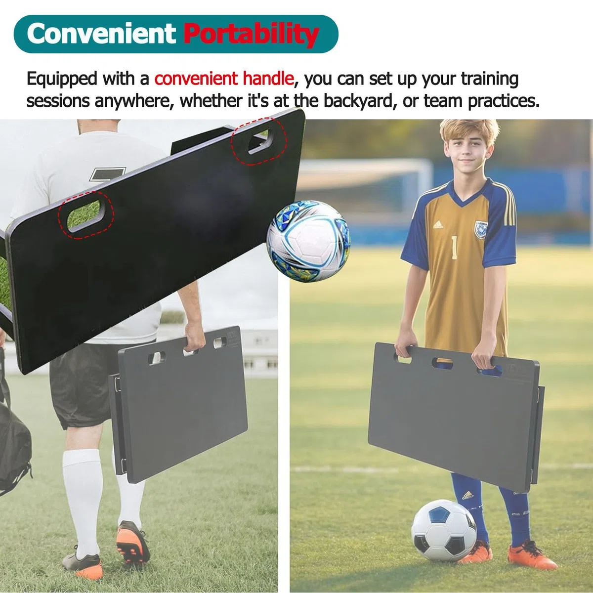 Grande tavola rimbalzante per allenamento da calcio, rampa di ritorno per calcio pieghevole resistente/attrezzatura per allenamento da calcio, per passaggio di palla e allenamento di rimbalzo (color