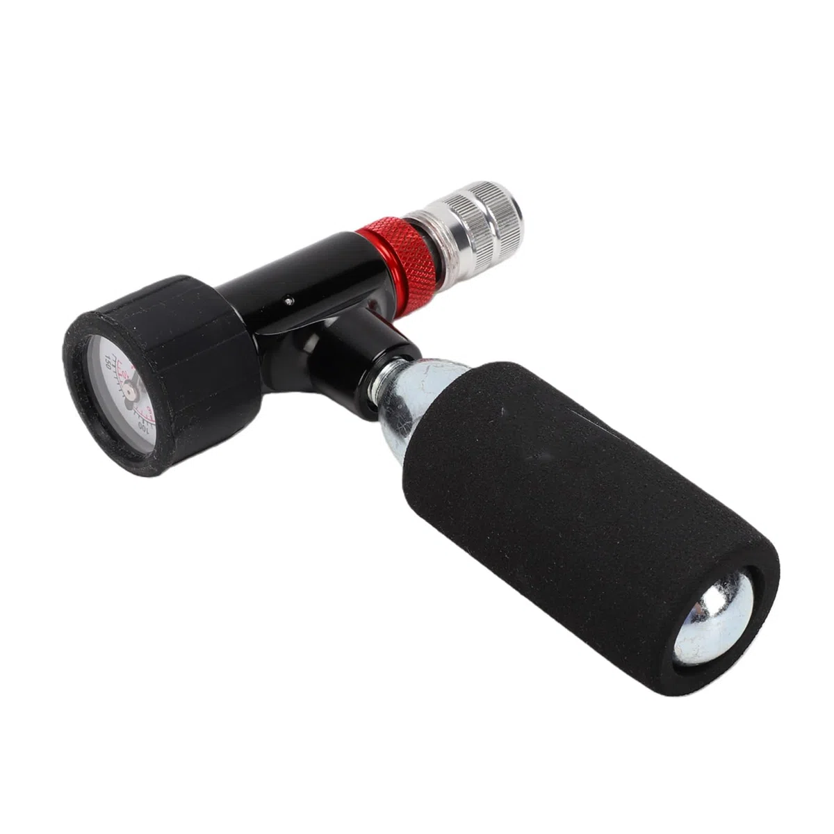 Generic Gonfiatore per pneumatici da bicicletta CO2, Gonfiatore portatile in lega di alluminio con valvola di controllo e manicotto isolante per pneumatici da bicicletta a valvola Schrader