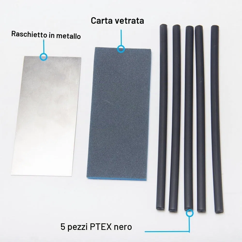 XCMAN Alpine Freeride - Kit di riparazione base da sci Ptex 5 ptex, raschietto in metallo, spugna per levigatura