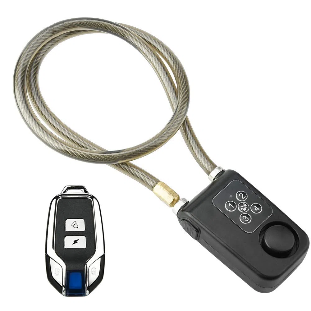 Lucchetto con codice di allarme, catena intelligente elettronica 800 x 10 mm, IP55, impermeabile, con telecomando senza fili, per moto, bici, cancello