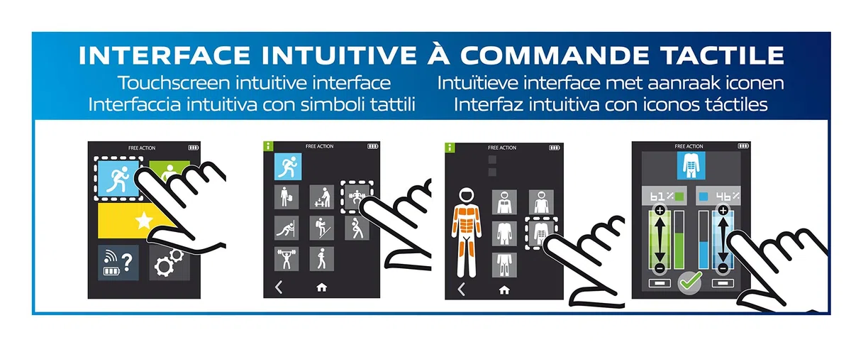 Sport-Elec Free Action Elettrostimolatore Senza Fili, 4 Motori, Blu