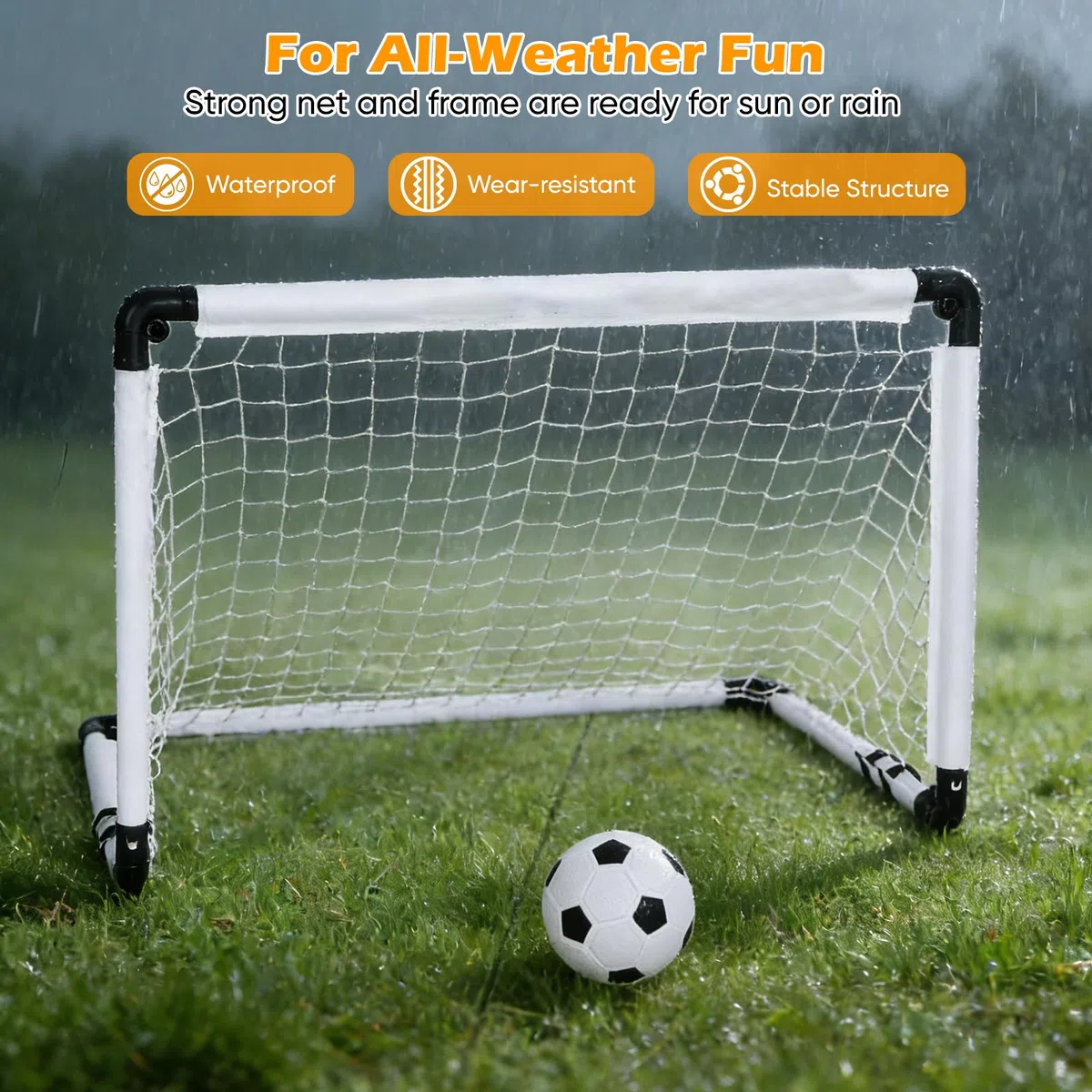 Set di 2 porte da calcio per bambini - Porte da calcio con pratica borsa per il trasporto, giochi all'aperto per bambini con pallone da calcio, pompa ad aria, 8 picchetti di ancoraggio