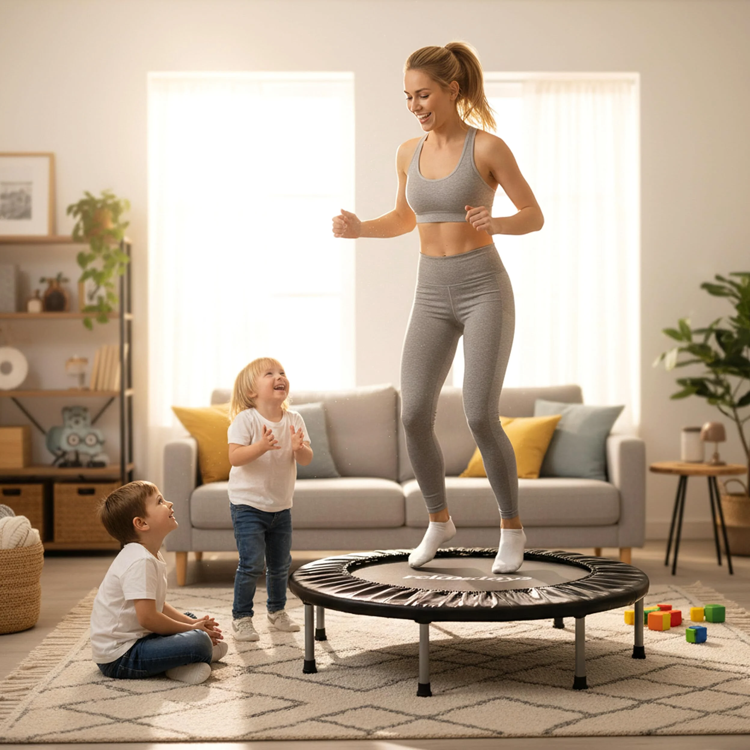 Relaxdays Trampolino da interno, Ø 95 cm, minitrampolino pieghevole max 100 kg, sport & ginnastica, colori a scelta