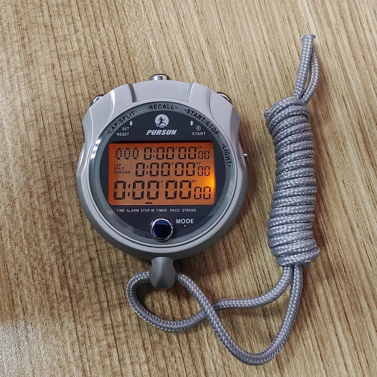 Cronometro con retroilluminazione, cronometro in metallo, memoria 400 giri con timer da 0,01 secondi, conto alla rovescia, cronometro per sport, competizioni, giochi