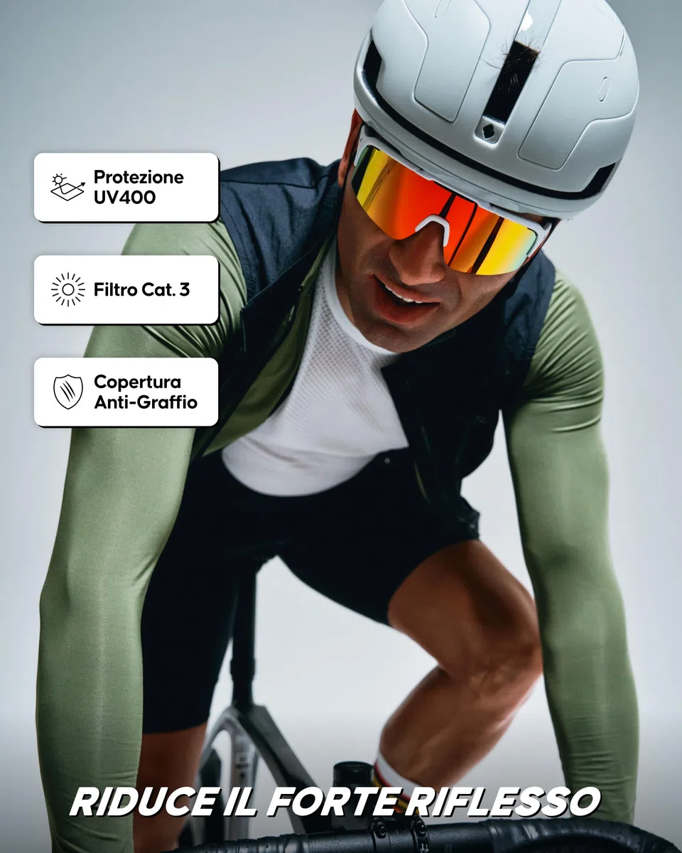 DANISH ENDURANCE Occhiali da Ciclismo Protezione UV, TR90 Leggeri Uomo Donna