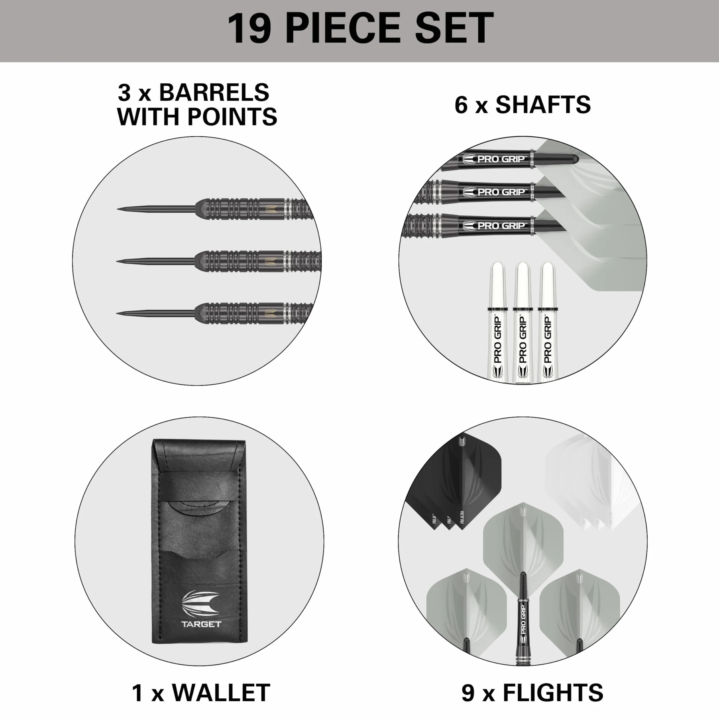 Target Darts Ares 22G/23G/24G Set di Freccette con Punta in Acciaio al tungsteno - 6 Alberi PRO Grip - 9 Voli PRO Ultra – Portafoglio Dart - Dart Counter App Coupon Bundle