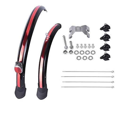 Parafanghi 20 Pollici Pieghevole Bici parafango parafango 2pcs Anteriore Posteriore Ciclismo Bici Fango Guardia MTB Ali Bicicletta con Accessori per Bici da Luce Posteriore(V Black Silver)