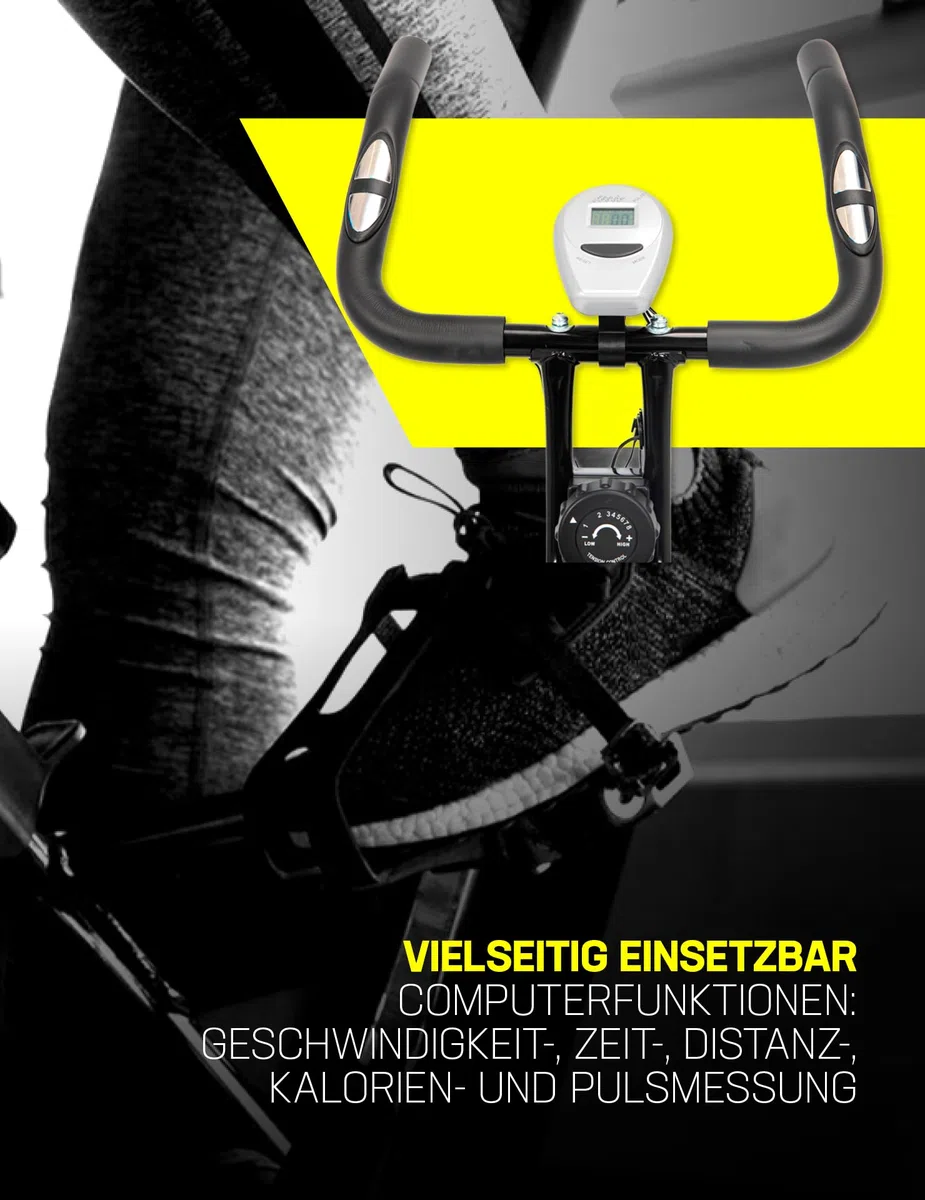 SPORTINATOR X-Bike cyclette pieghevole con funzioni computer: velocità, tempo, distanza, calorie e pulsazioni, sella imbottita ampia