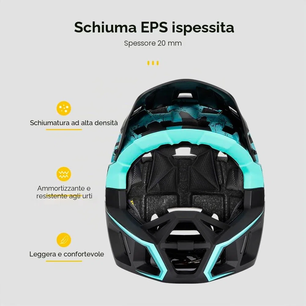 Lixada Casco integrale per adulti, per mountain bike, da corsa, downhill, mountain bike