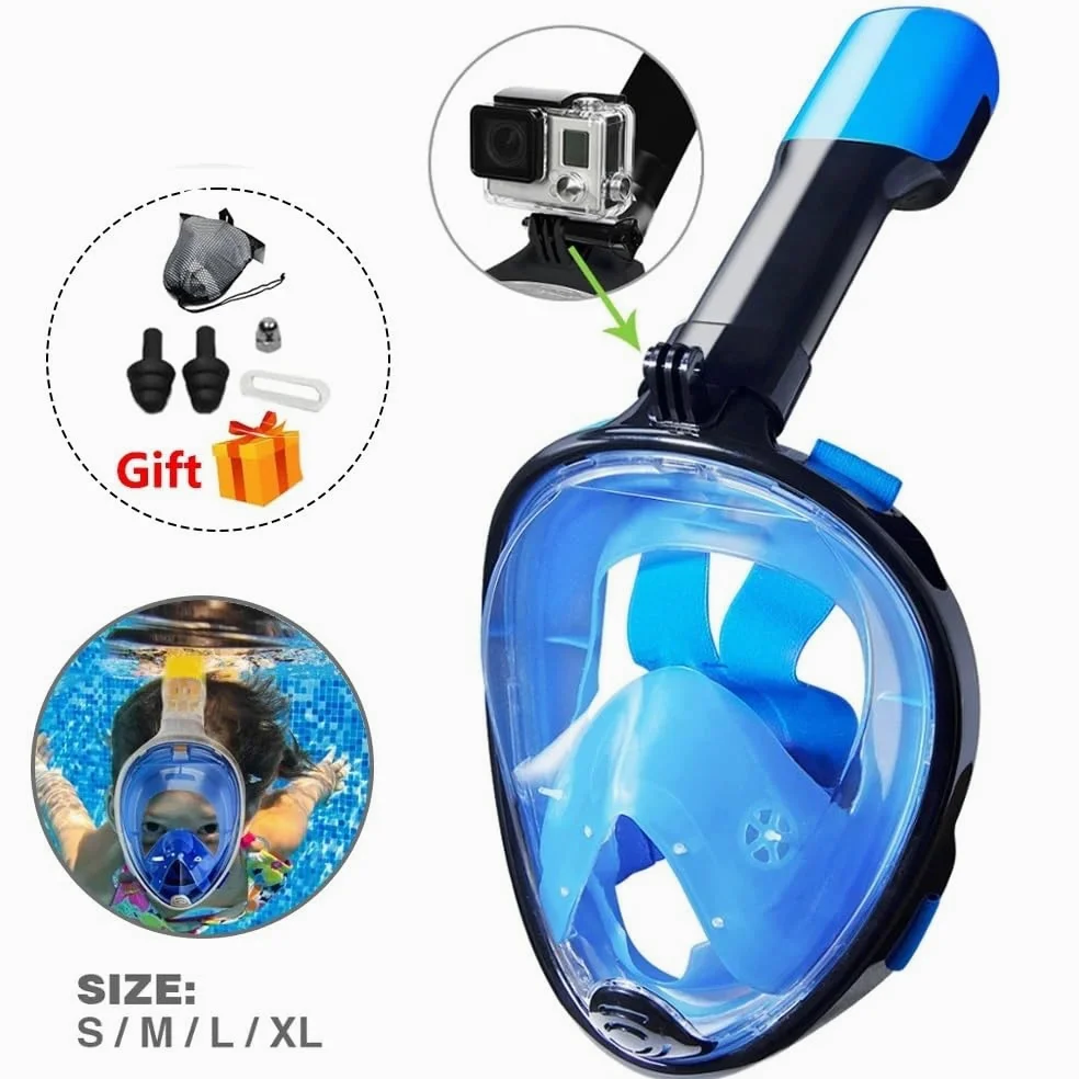 Maschera da Snorkeling Maschera da Nuoto per Bambini, Maschera Integrale per Snorkeling subacqueo, Maschera respiratoria per Immersioni subacquee, antiappannamento Maschera Subacquea(Black XS)
