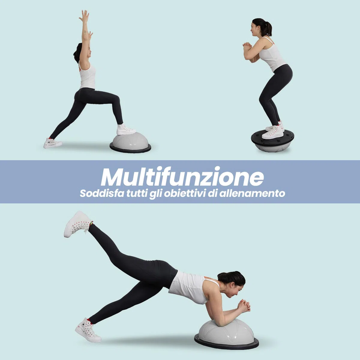 DH FitLife Balance Ball | Yoga Balance Trainer Φ60x22 cm | Portata 200 kg | Mezza Palla Antiscivolo & Anti-Scoppio | Allenamento Core, Stabilità & Equilibrio | Balance Board con Pompa & 2 Fasce Fitness