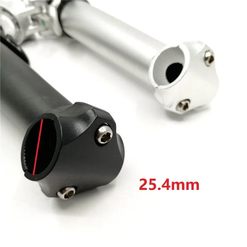 Attacco Manubrio Mtb Stelo da bici pieghevole 25,4mm-manubrio 28.6mm-forcella 21.5cm Doppio dado che fissa il tubo dello stelo pieghevole verso l'interno nero / argento Attacco Manubrio(21.5cm Black)