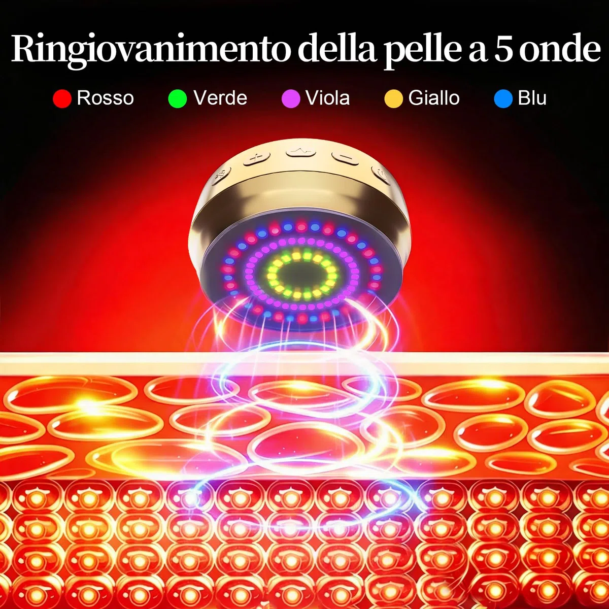 Ms.W Cintura massaggiante EMS, stimolatore per Addominali e tonificatore Muscolare con 4 modalità, Diversi Livelli di intensità, impacco Termico e luci Colorate, per Uomini e Donne