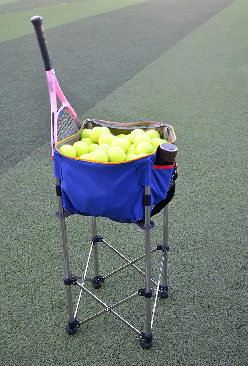 Cestino per palline da tennis, multifunzione, rimovibile, con ruote, adatto per palestra, campo da tennis