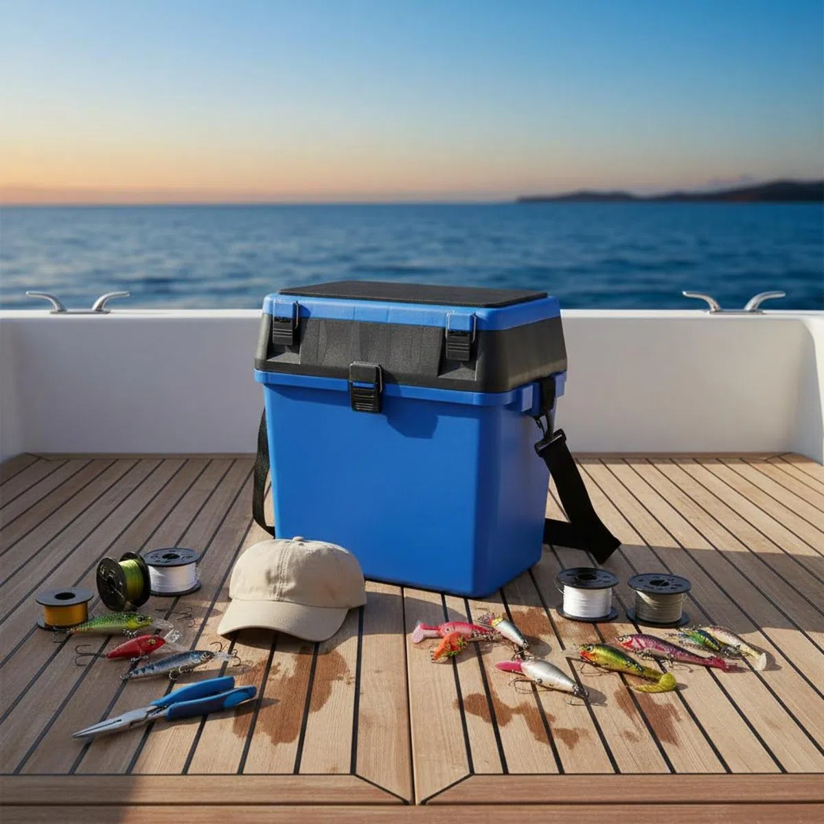 Cassetta da Pesca con Seduta Coperchio Imbottito Sgabello Contenitore da Pesca Ampio Vano Superiore Organizer per Attrezzatura, color to 4
